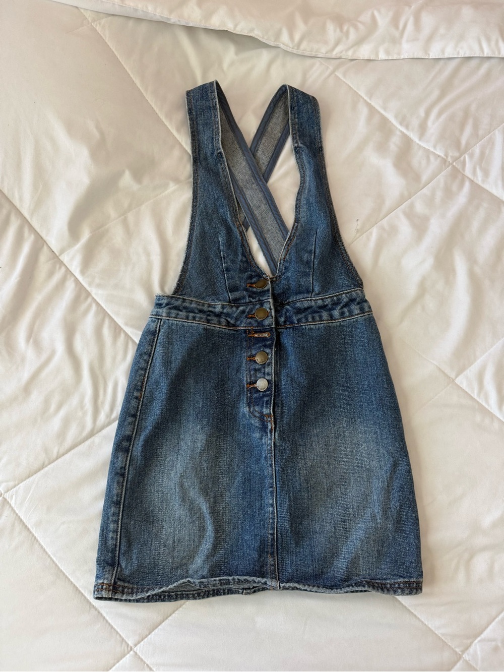 Billabong Blue Denim Button-Front Overall Dress